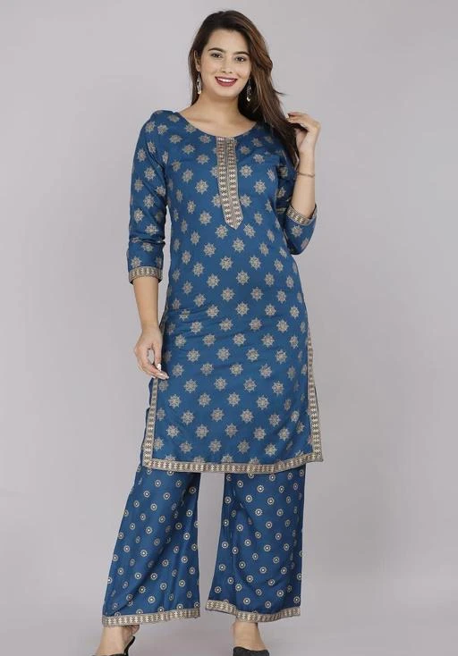 Checkout this latest Kurta Sets
Product Name: *Aagam Voguish Women Kurta Sets*
Kurta Fabric: Rayon
Bottomwear Fabric: Rayon
Fabric: Rayon
Sleeve Length: Three-Quarter Sleeves
Set Type: Kurta With Bottomwear
Bottom Type: Sharara
Pattern: Printed
Net Quantity (N): Single
Sizes:
M (Bust Size: 38 in) 
L (Bust Size: 40 in) 
XL (Bust Size: 42 in) 
XXL (Bust Size: 44 in) 
Country of Origin: India
Easy Returns Available In Case Of Any Issue


SKU: Blue heena khan000
Supplier Name: ALIVA

Code: 634-100059237-999

Catalog Name: Aagam Voguish Women Kurta Sets
CatalogID_28762832
M03-C04-SC1003