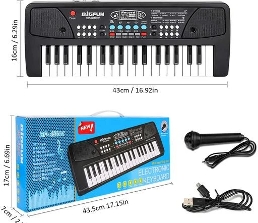 Checkout this latest Electronic Keyboards
Product Name: *BIGFUN BF-430A1 Electronic Keyboards Toy with 37 Keys Musical Pianos Toys for Kids DC Power Playing Option*
Type: Kids' Pianos & Keyboards
Assembly Required: No
Battery Required: Yes
Recommended Age: 6-8 Years
Battery Available: No
??16 DEMOS & 8 DJ SONGS? 37 Keys kids piano with right speaker, volume control, 16 demos, 8 DJ songs, 4 drums /4 rhythms, 2 tones, OKON, record and playback function. Kids can feel the rhythm during the process of playing, explore lots of sound combination and inspire their creativity. ???REC & PLAYBACK FUNCTION?Kids piano keyboard with record & play function, kids can record their own creative melodies and playback. Learning while playing, cultivating kid’s auditory memory. Kids music piano comes with a mini microphone, kids can sing a song while playing the keyboard, bring more fun for them. ???DESIGN FOR BEGINNER?Piano keyboard designed for small fingers, suitable for toddlers to learn music and enlighten musical talents. Children keyboard will help develop kid's performance skills and make they more confident, also help kids hand more flexible. ???USB CABLE / 3 AA BATTERIES POWERED? Music piano keyboard powered by USB cable or 3 AA batteries(not include), it is convenient to carry around or play at anywhere. Kids keyboard is also lightweight, easy to carry and cultivate kid's sense of music. ???BEST GIFT FOR 3-8 YEARS OLD?Children piano made of durable ABS material, fine workmanship and smooth edge design. Kids piano toy perfect for 3/4/5/6/7/8 years old children, the best gifts for birthday, Christmas, New Year’s Day or other festival.
Country of Origin: India
Easy Returns Available In Case Of Any Issue


SKU: SkrUk3Bx
Supplier Name: Ojha Enterprises

Code: 186-100240748-9921

Catalog Name: BIGFUN BF-430A1 Electronic Keyboards Toy with 37 Keys Musical Pianos Toys for Kids DC Power Playing Option
CatalogID_28825955
M17-C69-SC3830