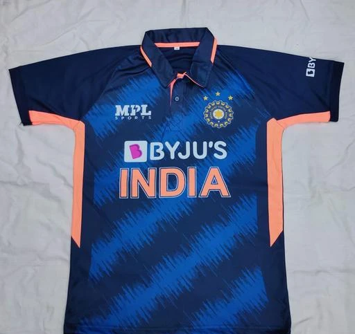 Polyester Unisex Indian Cricket Team Jersey, Printed