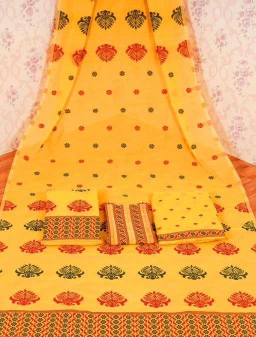 Checkout this latest Sarees
Product Name: *ROSE VILLA Assamese AC Cotton Mekhela Chador Saree*
Saree Fabric: Cotton
Blouse: Separate Blouse Piece
Blouse Fabric: Cotton
Pattern: Printed
Blouse Pattern: Same as Saree
Net Quantity (N): Single
• Care Instructions: Hand Wash Only
• Chador: 2.75 Meters Machine-Weaving AC Cotton
• Un-Stitched Mekhla: 1.75 Meters Machine-Weaving AC Cotton
• Un-Stitched Blouse piece: 0.75 Meter Machine-Weaving AC Cotton
• Package contents: 1 chador, 1 mekhela and 1 blouse
• This item is NOT a Saree. It's an Assamese Traditional Wear called Mekhela Chador which comes in two separate pieces - Chador (worn on top half of the body), Mekhela (worn on bottom half of the body)
Sizes: 
Free Size (Saree Length Size: 5.5 m, Blouse Length Size: 0.8 m) 
Country of Origin: India
Easy Returns Available In Case Of Any Issue


SKU: 3-TIR_COL_MEK_YELLOW
Supplier Name: ROSE VILLA

Code: 496-100309652-999

Catalog Name: Chitrarekha Alluring Sarees
CatalogID_28850297
M03-C02-SC1004