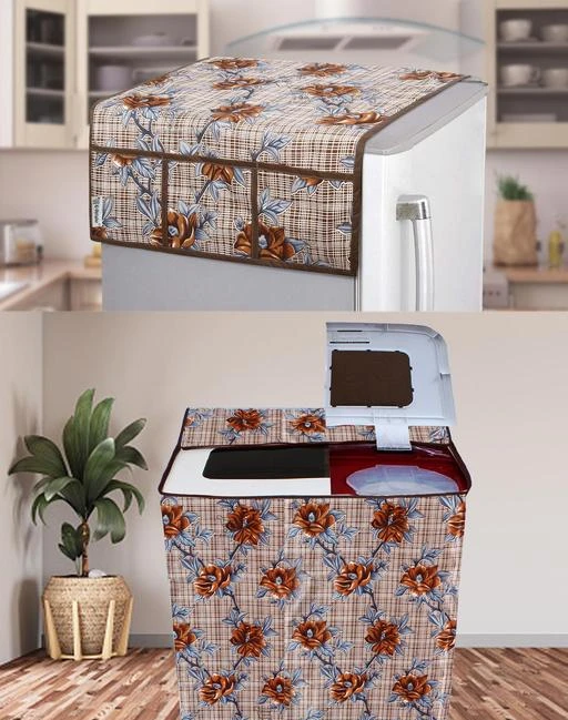 E-Retailer Exclusive 3-Layered Polyester Combo Set of Appliances Cover (1  Pc. of Fridge Top