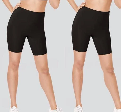  Aquazzura Pack Of 2 Women Cotton Lycra Black Shapewear Cycling  Shorts
