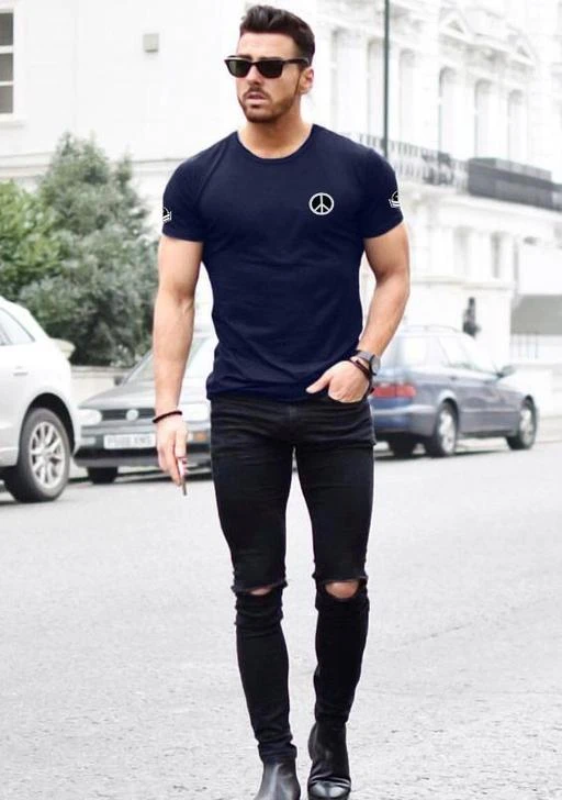 Checkout this latest Tshirts
Product Name: *LAZYCHUNKS Classic Designer Men Tshirts*
Fabric: Cotton Blend
Sleeve Length: Short Sleeves
Pattern: Printed
Net Quantity (N): 1
Sizes:
S (Chest Size: 36 in, Length Size: 26 in) 
M (Chest Size: 38 in, Length Size: 26.5 in) 
L (Chest Size: 40 in, Length Size: 27 in) 
XL (Chest Size: 42 in, Length Size: 27.5 in) 
XXL (Chest Size: 44 in, Length Size: 28 in) 
Country of Origin: India
Easy Returns Available In Case Of Any Issue


SKU: RN-HS-W.Peace-Navy Blue
Supplier Name: LazyChunks.com

Code: 603-101300807-995

Catalog Name: Classy Partywear Men Tshirts
CatalogID_29151613
M06-C14-SC1205