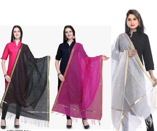 Checkout this latest Dupattas
Product Name: *Ravishing Attractive Women Dupattas*
Fabric: Chanderi Cotton
Pattern: Zari Work
Net Quantity (N): 3
Sizes:Free Size (Length Size: 2.25 m) 
Ravishing Attractive Women Dupattas
Country of Origin: India
Easy Returns Available In Case Of Any Issue


SKU: BK RN WT DUPATTA
Supplier Name: ZEHRA HASSAN

Code: 623-101414671-555

Catalog Name: Voguish Stylish Women Dupattas
CatalogID_29188728
M03-C06-SC1006