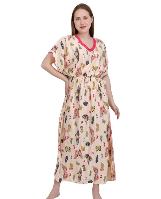 SATIN PRINTED NIGHTY GOWN Women Nighty - Buy SATIN PRINTED NIGHTY GOWN  Women Nighty Online at Best Prices in India