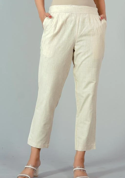 Womens Ex Designer Store Linen Cropped Summer Trousers Beige Tapaered Leg   eBay