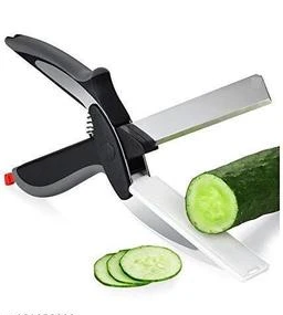 Smart Clever Cutter Kitchen Scissors Shears Food Chopper Metal Slicer Knife  Cutting Board 