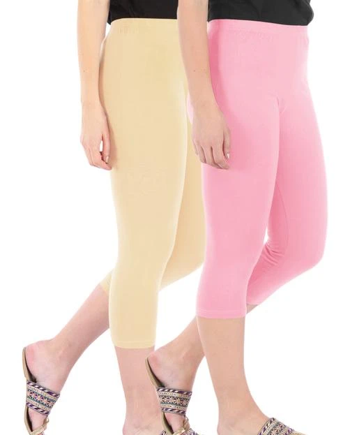 Blush Pink Cotton Solid Capri Pant