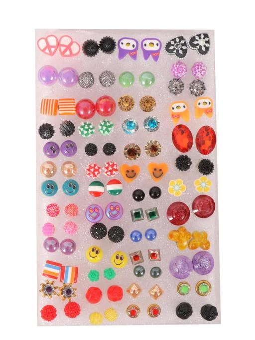  Buy navjai Multi Design Stud Earrings with Plastic