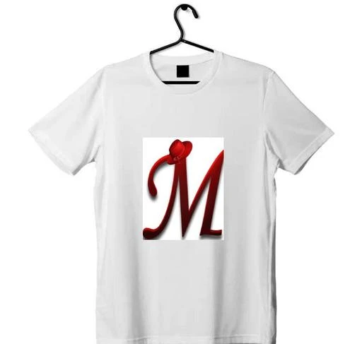 fcity.in - M Red Colour Alphabet Design Printing Tshirt Swag