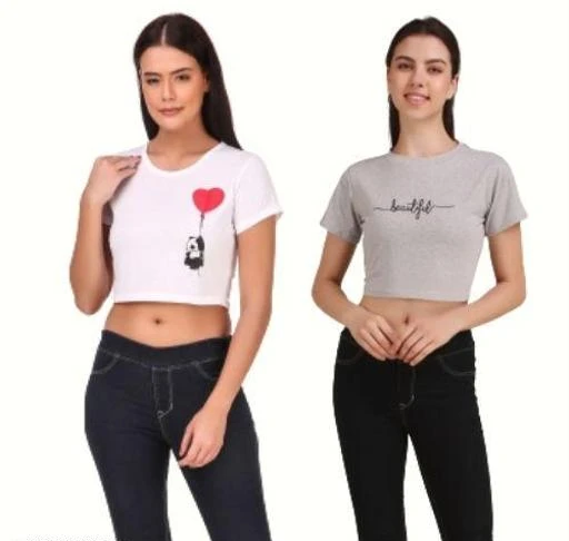 Checkout this latest Tshirts
Product Name: *Trendy Women's Short Sleeve Round Neck Cotton Crop Top/T-Shirt*
Fabric: Cotton Blend
Sleeve Length: Short Sleeves
Pattern: Printed
Net Quantity (N): 2
Sizes:
S (Bust Size: 36 in, Length Size: 17 in) 
M (Bust Size: 38 in, Length Size: 17 in) 
L (Bust Size: 40 in, Length Size: 18 in) 
XL (Bust Size: 42 in, Length Size: 18 in) 
 Ladies Top, Crop Top,Crop Top Pack of 4, Crop Top Pack of 3, Top Under 300,Top Under 300, Top Under 500, Fancy Top, Fabric Crop,3/4 Sleeves Combo Pack of 3, Printed, Latest Crop Tops, Tops, Printed Tops, Women Top, Women Tops, Women Top Stylish, Women Tops Party Wear, Women Tops Combo 3, Women Top Combo 3, Women Top Full Sleeve, Top, Tops, Top For Women, Tops For Women, Tops For Women Stylish, Top For Girls, Tops, Top For Women Stylish, Woman Top, Woman Tops, Woman Top Combo 3, Women Tops Combo 3, Women Top Combo Pack of 3, Girls Top, Girls Tops, Girls Tops Women, Girls Top Stylish, Girls Tops, Girls Top Full sleeve, Girls Tops Fancy, Girls Top Style, Short Sleeves, Top Under 300, Top Under 300, Printed Tops, Printed Top, Regular Top, Regular Tops, CotTopn Top Tamarin, Blouse, Cute Tops For Women, Ladies Shirts, Women Tops Online, Pretty Tops For Women, New Tops, Sexy Tops For Women,Top Under 150
Country of Origin: India
Easy Returns Available In Case Of Any Issue


SKU: KMD_WHT.HRTPNDA_GRY.BUTIFUL
Supplier Name: KMD ENTERPRISES

Code: 682-102259539-995

Catalog Name: Classic Modern Women Tshirts 
CatalogID_29464542
M04-C07-SC1021