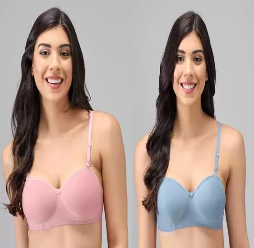 Checkout this latest Bra
Product Name: *MH Mode Women's Lightly Padded Bra *
Fabric: Polycotton
Print or Pattern Type: Solid
Padding: Lightly
Type: Everyday Bra
Wiring: Non Wired
Seam Style: Seamed
Net Quantity (N): 2
Sizes:
30B (Underbust Size: 34 in, Overbust Size: 36 in) 
32B (Underbust Size: 36 in, Overbust Size: 38 in) 
34B (Underbust Size: 38 in, Overbust Size: 40 in) 
36B (Underbust Size: 40 in, Overbust Size: 42 in) 
38B (Underbust Size: 42 in, Overbust Size: 44 in) 
40B (Underbust Size: 44 in, Overbust Size: 46 in) 
The cups on a Half cup bra completely cover the breasts. They offer the most support of any type of bra so are a popular choice for women with large cup sizes. As they are designed for women who want more support and comfort, the shoulder straps are usually wider too. Sports bras should always have Half cups.
Country of Origin: India
Easy Returns Available In Case Of Any Issue


SKU: MH_06_Eng_P2_BPink_Blue
Supplier Name: MH Mode

Code: 962-102339758-999

Catalog Name: Stylus Women Bra
CatalogID_29492553
M04-C09-SC1041