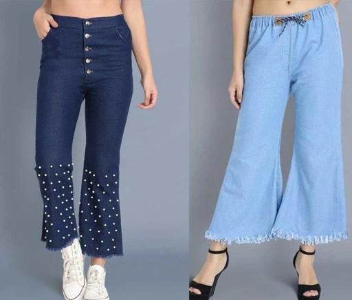 Checkout this latest Palazzos
Product Name: * Fashionable Modern Women Blue Palazzos With Studs*
Fabric: Denim
Pattern: Dyed/Washed
Net Quantity (N): 2
 Fashionable Modern Women Blue Palazzos With Studs
Sizes: 
28 (Waist Size: 28 in, Length Size: 36 in) 
30 (Waist Size: 30 in, Length Size: 36 in) 
Country of Origin: India
Easy Returns Available In Case Of Any Issue


SKU: Combo_Plain_Plazo_Light_5Button_Dark
Supplier Name: The elegant Fashion

Code: 835-102385336-999

Catalog Name: Fancy Trendy Women Palazzos
CatalogID_29506208
M04-C08-SC1039