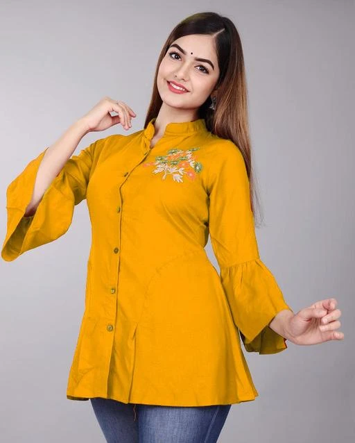 Checkout this latest Tops & Tunics
Product Name: *womens rayon embroidery top, trendy top, partywear top, festival top, embroidery top*
Fabric: Rayon
Sleeve Length: Three-Quarter Sleeves
Pattern: Embroidered
Net Quantity (N): 1
Sizes:
S (Bust Size: 36 in, Length Size: 27 in) 
M (Bust Size: 38 in, Length Size: 27 in) 
L (Bust Size: 40 in, Length Size: 27 in) 
XL (Bust Size: 42 in, Length Size: 27 in) 
XXL (Bust Size: 44 in, Length Size: 27 in) 
womens rayon embroidery top, trendy top, partywear top, festival top, embroidery top
Country of Origin: India
Easy Returns Available In Case Of Any Issue


SKU: ISHIKA-025MUSTARD
Supplier Name: LUCKY ENTERPRISES-jpr

Code: 033-102400239-999

Catalog Name: Trendy Sensational Women Tops & Tunics
CatalogID_29511398
M04-C07-SC1020