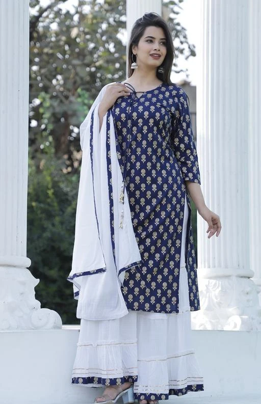 kurti with white skirt