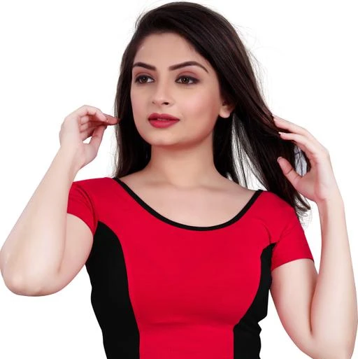 Checkout this latest Blouses
Product Name: *MOOLDHANI Women's party Fully Stitched Solid Pure Cotton daily wear Lycra Readymade Stretchable Blouse
 (Red.Black ; MD-141)*
Fabric: Cotton
Fabric: Cotton
Sleeve Length: Short Sleeves
Pattern: Colorblocked
No Stitching, No Cutting, No visits to Tailors, No embarassing Measurements, Just Wear and Wow in an Instant. MOOLDHANI is well known manufacturer of Blouses; brand is famous for its wide range of ethnic wear collection for women. This Blouse comes with half sleeves and round neckline. This blouse has contrasting classy plain & solid pattern. It can fit a wide size range between 28 to 40 inch, blouses lengths are 15 inches. It is a pure cotton stretchable blouse. We have chain patterns, net patterns, backless, slim fit, regular fit, casual wear collection of readymade Blouses. This readymade blouse is paired with a Saree, Lehenga, Skirt, Dupatta or wear like Croptop for Girls and Women.

MOOLDHANI SIZE CHART:

L   SIZE FITS  28-30 BUST SIZE
XL SIZE FITS  32-34-36 BUST SIZE
XXL SIZE FITS 38-40 BUST SIZE
XXXL SIZE FITS 42-44-48 BUST SIZE
Sizes: 
32 (Bust Size: 32 in, Length Size: 15 in, Shoulder Size: 11 in) 
34 (Bust Size: 34 in, Length Size: 15 in, Shoulder Size: 11 in) 
36 (Bust Size: 36 in, Length Size: 15 in, Shoulder Size: 11 in) 
Country of Origin: India
Easy Returns Available In Case Of Any Issue


SKU: MD-141
Supplier Name: MOOLDHANI

Code: 943-102939992-999

Catalog Name: Classy Women Blouses
CatalogID_29685885
M03-C06-SC1007