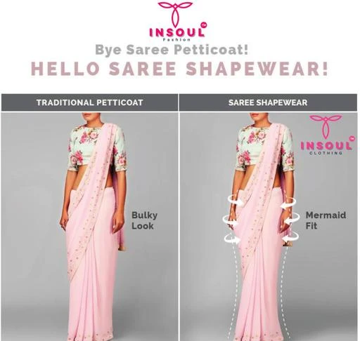 Saree Shapewear Saree Petticoat Black 2Pc Combo Saree Skirt Saree