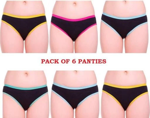 6 PCS Women Cotton Silk Seamless Panty Combo Set Innerwear Briefs Hipster  Medium Waist Panties Multicolor