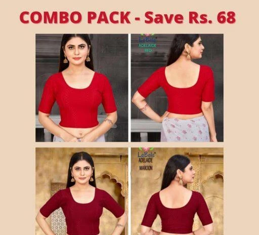 Checkout this latest Blouses
Product Name: *Women New Solid Trendy Cotton Blend Maroon Red Half Sleeve Free Size Blouse_Pack of 2*
Fabric: Cotton Blend
Fabric: Cotton Blend
Sleeve Length: Short Sleeves
Pattern: Solid
Women New Solid Trendy Cotton Blend Maroon Red Half Sleeve Free Size Blouse_Pack of 2
Sizes: 
28 (Bust Size: 28 in, Length Size: 15 in, Shoulder Size: 10 in) 
30 (Bust Size: 30 in, Length Size: 15 in, Shoulder Size: 11 in) 
32 (Bust Size: 32 in, Length Size: 15 in, Shoulder Size: 12 in) 
34 (Bust Size: 34 in, Length Size: 15 in, Shoulder Size: 12 in) 
36 (Bust Size: 36 in, Length Size: 15 in, Shoulder Size: 13 in) 
38 (Bust Size: 38 in, Length Size: 15 in, Shoulder Size: 14 in) 
40 (Bust Size: 40 in, Length Size: 15 in, Shoulder Size: 14 in) 
Country of Origin: India
Easy Returns Available In Case Of Any Issue


SKU: combo dobby-maroon/red
Supplier Name: MS creatioon

Code: 424-103871093-996

Catalog Name: Trendy Women Blouses
CatalogID_29965031
M03-C06-SC1007