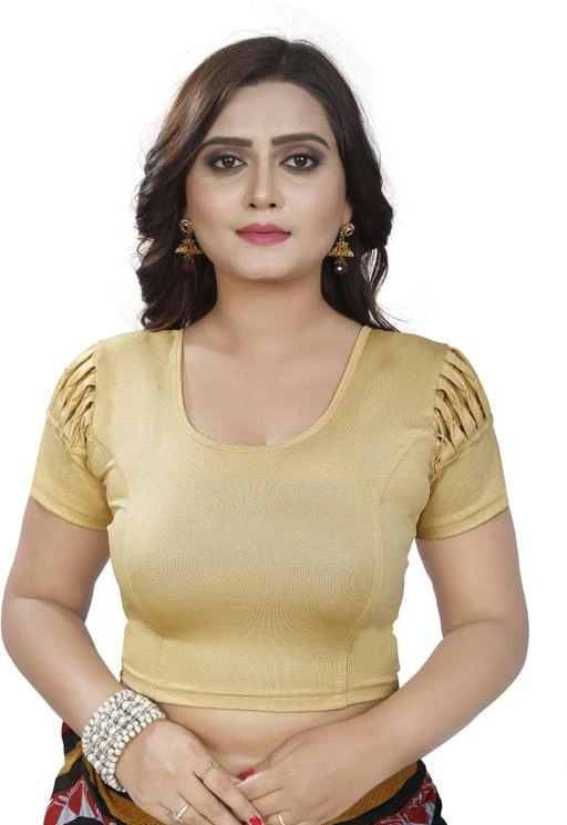 Checkout this latest Blouses
Product Name: *SANMATI CREATION Women's party Fully Stitched Solid Pure Cotton daily wear Lycra Readymade Stretchable Blouse (Gold ; SC-287)*
Fabric: Cotton
Fabric: Cotton
Sleeve Length: Short Sleeves
Pattern: Solid
No Stitching, No Cutting, No visits to Tailors, No embarassing Measurements, Just Wear and Wow in an Instant. SANMATI CREATION is well known manufacturer of Blouses; brand is famous for its wide range of ethnic wear collection for women. This Blouse comes with half sleeves and round neckline. This blouse has contrasting classy plain & solid pattern. It can fit a wide size range between 28 to 40 inch, blouses lengths are 15 inches. It is a pure cotton stretchable blouse. We have chain patterns, net patterns, backless, slim fit, regular fit, casual wear collection of readymade Blouses. This readymade blouse is paired with a Saree, Lehenga, Skirt, Dupatta or wear like Croptop for Girls and Women.
SANMATI CREATION SIZE CHART:
L   SIZE FITS  28-30 BUST SIZE
XL SIZE FITS  32-34-36 BUST SIZE
XXL SIZE FITS 38-40 BUST SIZE
XXXL SIZE FITS 42-44-48 BUST SIZE
Sizes: 
32 (Bust Size: 32 in, Length Size: 15 in, Shoulder Size: 11 in) 
34 (Bust Size: 34 in, Length Size: 15 in, Shoulder Size: 11 in) 
36 (Bust Size: 36 in, Length Size: 15 in, Shoulder Size: 11 in) 
Country of Origin: India
Easy Returns Available In Case Of Any Issue


SKU: SC-287-GOLD
Supplier Name: sanmati creation

Code: 473-104601016-999

Catalog Name: Trendy Women Blouses
CatalogID_30191790
M03-C06-SC1007