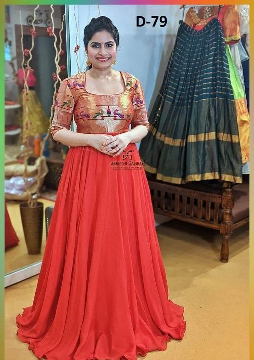 Checkout this latest Gowns
Product Name: *Classy Graceful Women Gowns*
Fabric: Georgette
Sleeve Length: Three-Quarter Sleeves
Pattern: Zari Woven
Net Quantity (N): 1
Sizes:
S (Bust Size: 34 in, Length Size: 55 in, Waist Size: 30 in, Hip Size: 38 in, Shoulder Size: 16 in) 
M (Bust Size: 34 in, Length Size: 55 in, Waist Size: 30 in, Hip Size: 38 in, Shoulder Size: 16 in) 
L (Bust Size: 34 in, Length Size: 55 in, Waist Size: 30 in, Hip Size: 38 in, Shoulder Size: 16 in) 
XL (Bust Size: 34 in, Length Size: 55 in, Waist Size: 30 in, Hip Size: 38 in, Shoulder Size: 16 in) 
XXL (Bust Size: 34 in, Length Size: 55 in, Waist Size: 30 in, Hip Size: 38 in, Shoulder Size: 16 in) 
it's beautiful one piece gown
Country of Origin: India
Easy Returns Available In Case Of Any Issue


SKU: D-79
Supplier Name: ETHERCLE ENTERPRISE

Code: 7801-105671155-9913

Catalog Name: Classy Graceful Women Gowns
CatalogID_30519880
M04-C07-SC1289