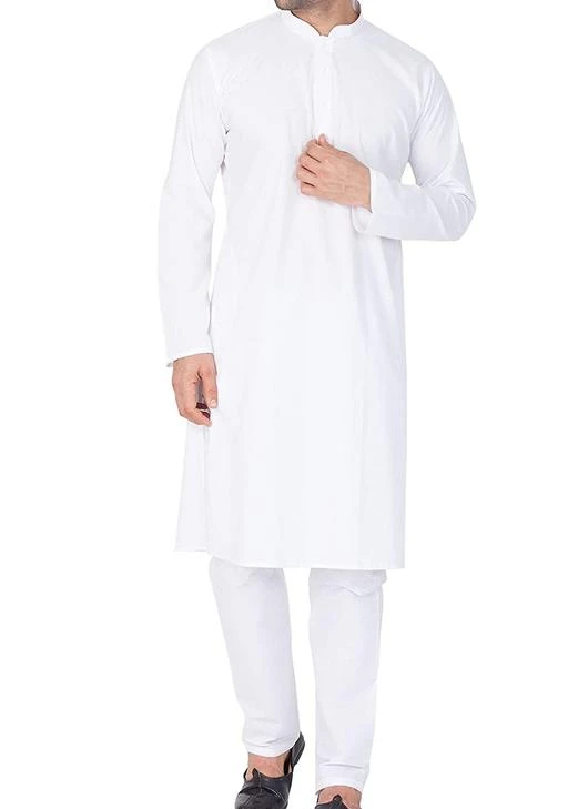 Checkout this latest Kurta Sets
Product Name: *YOUTH ROBE Men's Cotton Solid Straight Kurta Pyjama Set*
Top Fabric: Cotton
Bottom Fabric: Cotton
Scarf Fabric: No Scarf
Sleeve Length: Long Sleeves
Bottom Type: Straight Pajama
Stitch Type: Semi-Stitched
Pattern: Solid
Sizes:
S (Top Length Size: 38 in, Bottom Waist Size: 17 in, Bottom Length Size: 24 in) 
M (Top Length Size: 40 in, Bottom Waist Size: 18 in, Bottom Length Size: 24 in) 
L (Top Length Size: 42 in, Bottom Waist Size: 20 in, Bottom Length Size: 25 in) 
XL (Top Length Size: 44 in, Bottom Waist Size: 22 in, Bottom Length Size: 25 in) 
XXL (Top Length Size: 46 in, Bottom Waist Size: 24 in, Bottom Length Size: 26 in) 
This fabric has been designed keeping in mind the latest trends in a casual fashion or occassional fashion. Engineering garments which fit all body types and style is our aim. These kurta pajama for men party wear or regular wear are made with superior quality very soft fabric and comfortable wear. For one of those big parties just pair the set with a Modi Jacket for mens stylish to avoid carrying a servani or indo western for men. We are giving a churidar with the kurtha but you can also add a dhoti for men for a change in look in the next get together. To complete the look adorn a mojari or jutti slippers for men stylish, you may also try an authentic Kohlapuri chappal for men the fashionistas and millennial folks may experiment with a brogues or oxfords juta for men stylish. Suitable for: Party, Weddings, Regular Wear, Celebrations, Occasions, Festivals, Lohri, Pongal, Makar Sakranti, Baisakhi, Holi, Eid, Raksha Bandhan, Dussehra, Diwali, Navratri, Pooja, Christmas, Onam, Ganesh Chaturthi, Janmasthmi and Gifts for Mens. 
Country of Origin: India
Easy Returns Available In Case Of Any Issue


SKU: Kurta Sets WhiteA8
Supplier Name: GOKUL HARDA

Code: 937-105786543-9991

Catalog Name: Comfy Men Kurta Sets
CatalogID_30559038
M06-C18-SC1201