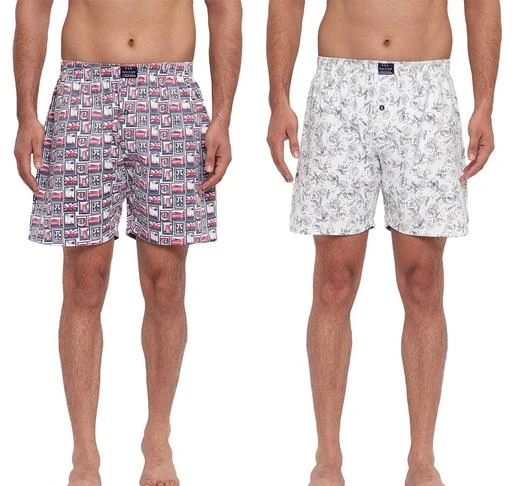 fcity.in - Ftx Men Printed Design Sleepwear Woven Cotton Boxers Pack Of 2