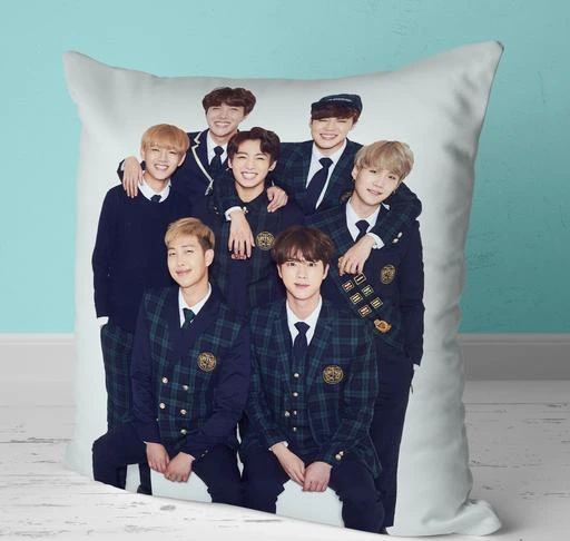 CHHAAP BTS Cushion Bts Pillow (12X12 Inch) Printed Cushion Cover With  Filler Gift for Boys Girls