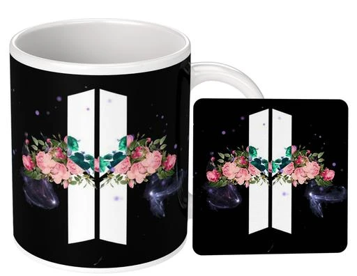 Printed BTS White Ceramic Coffee Mug