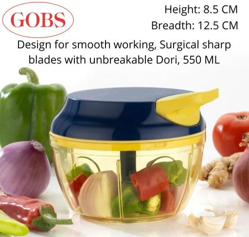 Checkout this latest Manual Choppers & Chippers
Product Name: *GOBS Quick Vegetable Handy Chopper with new design for Smooth working and Unbreakable Dori (550 ML), Classy with 3 Surgical Blades, modern and unique slicer, Essential colorful, Stylo, classic mini food processors, Mini mixi, Graceful, Trendy, Attractive Wonderful collections of manual chopper*
Body Material: Plastic
Blade Material: Stainless Steel
Ideal For: Fruits And Vegetables
Product Breadth: 12.5 Cm
Product Height: 8.5 Cm
Product Length: 8.5 Cm
Net Quantity (N): Pack Of 1
Stainless Steel Ideal For: Fruits And Vegetables Product Breadth: 12.5 cm Product Height: 8.5 cm, Pack Of 1 Gobs handy Made in India vegetable Dori Chopper is Ideal for chopping and cutting an onion, vegetables, dry fruits, nuts, herbs, etc. It has Stainless Steel Surgical Blades and unbreakable Dori for quick and efficient chopping. It provides Tear Free Chopping for Onions, Garlic, Chilly, Etc. Easy to Clean and Disassemble. Gobs handy Chopper is made From Food grade BPA free Virgin Material. No Electricity required in this Chopper. Four Safe lid locks ensure Safety during use. It has a Non-skid base. Its blade is so sharp that cuts well. It Cuts and Chops with a simple hand pull Cord function. Use and Care: Take the Chopper Container and Fix the blade holder within the Centre of the Chopper container. Cut the ingredient to the appropriate size and add evenly around the blade. Do not fill the bowl completely, leave some space in the chopper so that it can cut well. Close the Container with a Chopper lid and confirm it’s locked Securely. Pull handle Parallel to bowl. Sharp blades handle with Care. Keep out of the children. Catalog Name:*Classic Manual Choppers & Chippers*, Easy Returns Available In Case Of Any Issue.
Country of Origin: India
Easy Returns Available In Case Of Any Issue


SKU: z4Xq7Krh
Supplier Name: GOBS IT SOLUTIONS PRIVATE LIMITED

Code: 902-106267288-995
CatalogID_30711609
M08-C23-SC1656