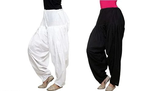 Buy Womenrsquos Cotton Plain Semi Patiala Salwar Pants PACK OF2  Lowest  price in India GlowRoad