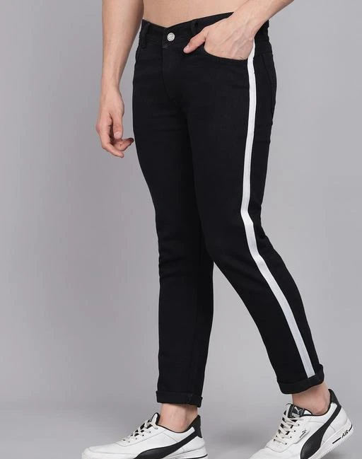 Regular Fit Casual Wear Mens Side Stripe Jeans Waist Size 2836 Inch