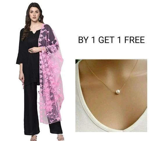 Checkout this latest Dupattas
Product Name: *KAAJ BUTTONS WOMEN NET EMBROIDERY DUPATTA + 1 NECKLACE FREE (COLOR :- PINK)*
Fabric: Net
Pattern: Embroidered
Sizes:Free Size (Length Size: 2.25 m) 
             SPECIAL OFFER BY 1 DUPATTA + 1 NACKLACE  FREE... FREE... FREE... ?Trendy Designer Net Dupatta for women : Beautiful Embroidered Aari Work Dupatta With Four Side Perfect Finishing Cutwork on Edge & Elegant Quality Net Dupatta Rich Look Party Wear gorgeous grace!!! This Designer net creation will definitely give your feminine charm a hint of subdued elegance.  ?Material Composition Net Dupatta : Heavy Net With Four Side Cutwork On Edge.  ?Length of Net Dupatta : 2.25 meter X 1 meter | Care Instructions : Hand Wash & Dry Clean only.  Add a touch of elegance to your wardrobe with this exquisite piece of designer Dupatta from the house of Kaaj buttons. Swathed with a cheerful pattern , this piece speaks volume., Its pairing With Any Of your favorite piece of clothing & Can be pair with Any color Of long Kurti and you are Look to Good !  The Four Side Cutwork on EDGE makes this dupatta simply irresistible! The pretty look and comfortable feel of this Dupatta will make it your favorite tag along accessory. It will pair beautifully with different salwar sharara and Kurtis exalting lavish elegance and rich look party wear. A perfect gift for women and girls for all occasions can be used as a bridal dupatta /chunni to cover head and shoulders during functions and ceremonies.  Some more words about Women Girl Designer Net Dupattas:  A two and half meter cloth that defines the
Country of Origin: India
Easy Returns Available In Case Of Any Issue


SKU: WHyKC5H_
Supplier Name: KAAJ BUTTONS

Code: 991-108130706-992

Catalog Name: Voguish Attractive Women Dupattas
CatalogID_31294096
M03-C06-SC1006