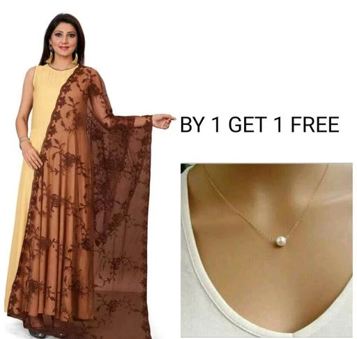 Checkout this latest Dupattas
Product Name: *KAAJ BUTTONS WOMEN NET EMBROIDERY DUPATTA + 1 NECKLACE FREE (COLOR :- BROWN)*
Fabric: Net
Pattern: Embroidered
Sizes:Free Size (Length Size: 2.25 m) 
 SPECIAL OFFER BY 1 DUPATTA + 1 NACKLACE  FREE... FREE... FREE... ?Trendy Designer Net Dupatta for women : Beautiful Embroidered Aari Work Dupatta With Four Side Perfect Finishing Cutwork on Edge & Elegant Quality Net Dupatta Rich Look Party Wear gorgeous grace!!! This Designer net creation will definitely give your feminine charm a hint of subdued elegance.  ?Material Composition Net Dupatta : Heavy Net With Four Side Cutwork On Edge.  ?Length of Net Dupatta : 2.25 meter X 1 meter | Care Instructions : Hand Wash & Dry Clean only.  Add a touch of elegance to your wardrobe with this exquisite piece of designer Dupatta from the house of Kaaj buttons. Swathed with a cheerful pattern , this piece speaks volume., Its pairing With Any Of your favorite piece of clothing & Can be pair with Any color Of long Kurti and you are Look to Good !  The Four Side Cutwork on EDGE makes this dupatta simply irresistible! The pretty look and comfortable feel of this Dupatta will make it your favorite tag along accessory. It will pair beautifully with different salwar sharara and Kurtis exalting lavish elegance and rich look party wear. A perfect gift for women and girls for all occasions can be used as a bridal dupatta /chunni to cover head and shoulders during functions and ceremonies.  Some more words about Women Girl Designer Net Dupattas:  A two and half meter cloth that defines the ethnicity o
Country of Origin: India
Easy Returns Available In Case Of Any Issue


SKU: OYuzT8VM
Supplier Name: KAAJ BUTTONS

Code: 991-108163831-992

Catalog Name: Elegant Attractive Women Dupattas
CatalogID_31303278
M03-C06-SC1006
