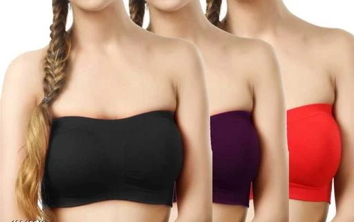 Checkout this latest Bra
Product Name: *Pack of 3 Non Padded Bandeau Bra*
Fabric: Nylon Spandex
Print or Pattern Type: Solid
Padding: Non Padded
Type: Bandeau
Wiring: Non Wired
Seam Style: Seamless
Net Quantity (N): 3
Sizes:
28A, 30A, 32A, 34A, 36A, 28B, 30B, 32B, 34B, 36B, 28C, 30C, 32C, 34C, 28D, 30D, 32D, 34D, Free Size (Underbust Size: 30 in, Overbust Size: 35 in) 
Country of Origin: India
Easy Returns Available In Case Of Any Issue


SKU: BS Tube Bra 3051
Supplier Name: BLUE STORE

Code: 022-10940641-765

Catalog Name: Women's Combo Bandeau Bra
CatalogID_2024125
M04-C09-SC1041