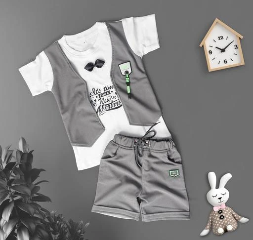 Checkout this latest Clothing Set
Product Name: * Clothing Set*
Top Fabric: Hosiery Cotton
Bottom Fabric: Hosiery Cotton
Sleeve Length: Short Sleeves
Top Pattern: Printed
Bottom Pattern: Printed
Add-Ons: Bow Tie
Sizes:
1-2 Years (Top Chest Size: 21.5 in, Top Length Size: 14.5 in, Bottom Waist Size: 14 in, Bottom Length Size: 10 in) 
2-3 Years (Top Chest Size: 23.5 in, Top Length Size: 15.5 in, Bottom Waist Size: 15 in, Bottom Length Size: 13 in) 
3-4 Years (Top Chest Size: 25.5 in, Top Length Size: 17.5 in, Bottom Waist Size: 17 in, Bottom Length Size: 14 in) 
4-5 Years (Top Chest Size: 27.5 in, Top Length Size: 18.5 in, Bottom Waist Size: 20 in, Bottom Length Size: 15 in) 
5-6 Years (Top Chest Size: 28.5 in, Top Length Size: 20.5 in, Bottom Waist Size: 22 in, Bottom Length Size: 17 in) 
cute classy boys top and bottom sets.
Country of Origin: India
Easy Returns Available In Case Of Any Issue


SKU: new kids
Supplier Name: SV CREATION

Code: 945-109639598-996

Catalog Name: Tinkle Classy Boys Top & Bottom Sets
CatalogID_31763304
M10-C32-SC1182