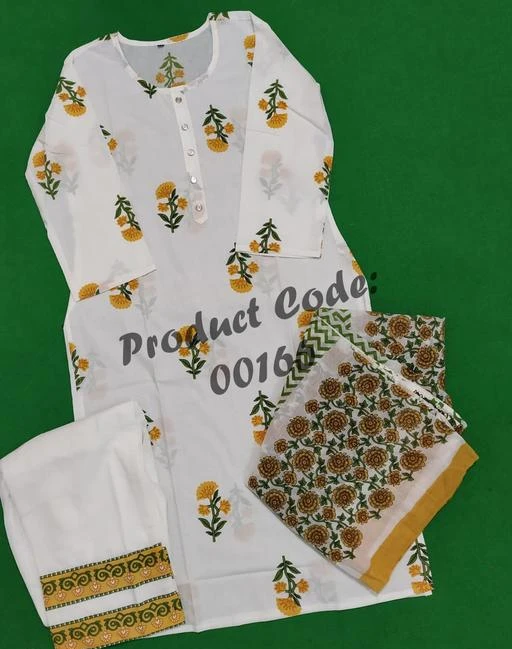 Women's White Cotton Kurta Set with Pants