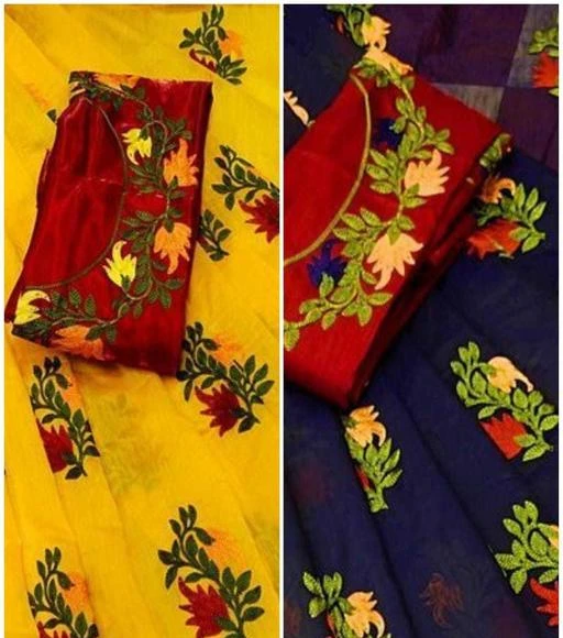 Checkout this latest Sarees
Product Name: *exclusive chanderi cotton combo saree*
Saree Fabric: Chanderi Cotton
Blouse: Separate Blouse Piece
Blouse Fabric: Dupion Silk
Pattern: Embroidered
Blouse Pattern: Same as Saree
Multipack: Pack of 2
Sizes: 
Free Size (Saree Length Size: 5.5 m, Blouse Length Size: 0.8 m) 
Country of Origin: India
Easy Returns Available In Case Of Any Issue


SKU: chanderi_yellowblue
Supplier Name: SHREE GOPAL CREATION

Code: 085-11153964-1761

Catalog Name: Kashvi Fashionable Sarees
CatalogID_2077432
M03-C02-SC1004