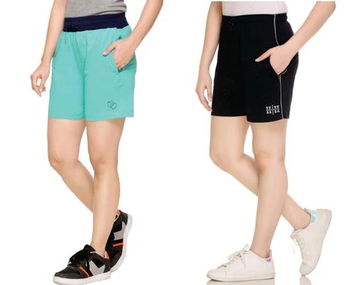 Buy FeelBlue Stylish Cotton Hot PantsShorts for Women ideal for Cycling  Gym YogaNavy Blue and Black Pack of 2pc Online  Get 36 Off