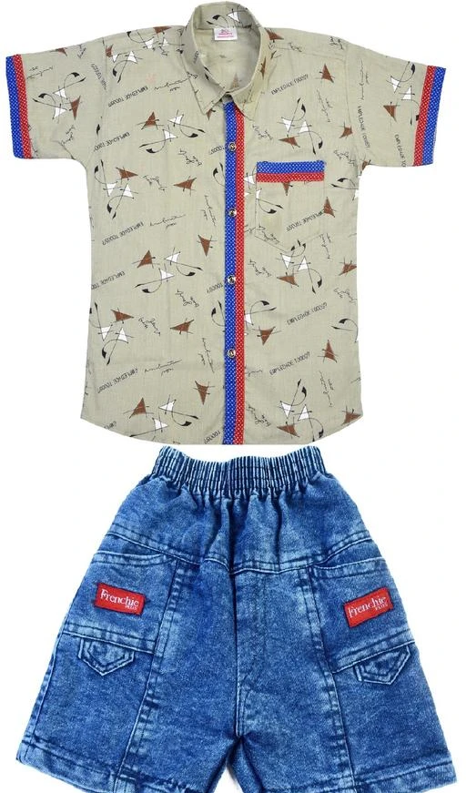 Checkout this latest Clothing Set
Product Name: *Trendy Boys Shirts & Denim Shorts Combo(Set of 2)*
Top Fabric: Cotton Linen
Bottom Fabric: Denim
Sleeve Length: Short Sleeves
Top Pattern: Printed
Bottom Pattern: Dyed/ Washed
Net Quantity (N): Single
Add-Ons: No Add Ons
Sizes:
2-3 Years (Top Chest Size: 12 in, Top Length Size: 102 in, Bottom Waist Size: 12 in, Bottom Length Size: 20 in) 
3-4 Years, 4-5 Years
Your baby will be cool and comfortable in this two piece outfit set from Shaurya Innovations. Made from cotton blend fabric, this set includes a shirt paired with denim shorts. Shirt has a checkered pattern, spread collar, patch pocket, button down the front, tab sleeve shirt with short sleeve construction. Short has adjustable button closure, elasticated waist, fake front pockets and real back pockets.This clothing set is available in different color black and blue. You can team this clothing set with a pair of shoes to complete your adorable son an a stylish and western look. Suitable for friendly outgoing parties & during travelling, festive and all other special days.We are a leading Brand in kids wear with wide range of kids clothing which includes kids ethnic wear, casual wear, accessories and a lot more.
Country of Origin: India
Easy Returns Available In Case Of Any Issue


SKU: Ash Shirts & Denim Shorts Set-2003
Supplier Name: SHAURYA INNOVATION

Code: 104-11345457-4101

Catalog Name: Cutiepie Comfy Boys Top & Bottom Sets
CatalogID_2124454
M10-C32-SC1182