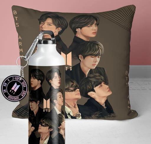 CHHAAP BTS Cushion Bts Pillow (12X12 Inch) Printed Cushion Cover With  Filler Gift for Boys Girls