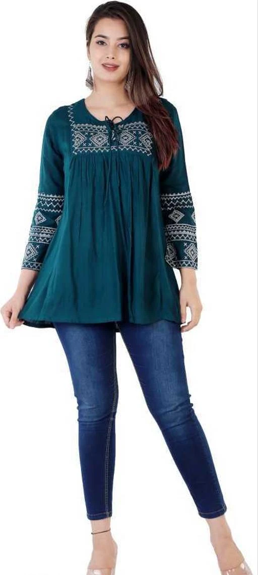 Checkout this latest Tops & Tunics
Product Name: *Trendy Women's Wear Top*
Fabric: Rayon
Sleeve Length: Three-Quarter Sleeves
Pattern: Embroidered
Multipack: 1
Sizes:
S (Bust Size: 36 in, Length Size: 30 in) 
M (Bust Size: 38 in, Length Size: 30 in) 
L (Bust Size: 40 in, Length Size: 30 in) 
XL (Bust Size: 42 in, Length Size: 30 in) 
XXL
Country of Origin: India
Easy Returns Available In Case Of Any Issue


SKU: blue_(3) 
Supplier Name: Yashwani Fashion

Code: 293-11388430-099

Catalog Name: Trendy Women's Wear Top
CatalogID_2135306
M04-C07-SC1020