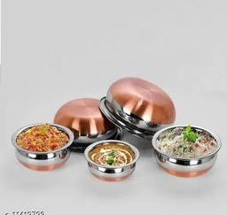 Stainless Steel Copper Bottom Multipurpose Cook & Serve Handi with Lid - Set of 3