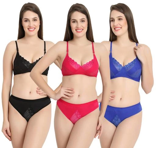 Checkout this latest Lingerie Sets
Product Name: *Women's Lingerie Sets*
Top Fabric: Cotton Blend
Bottom Fabric: Hosiery
Print or Pattern Type: Self-Design
Net Quantity (N): 3
Sizes: 
30A, 34A, 36A, 30B (Underbust Size: 30 in, Overbust Size: 32 in, Bottom Waist Size: 32 in) 
34B (Underbust Size: 34 in, Overbust Size: 36 in, Bottom Waist Size: 36 in) 
30C, 36C, S, L, XL
Country of Origin: India
Easy Returns Available In Case Of Any Issue


SKU: OM_MONIKA_01PinkBlackPurple
Supplier Name: Chirography

Code: 642-11527186-576

Catalog Name: Women's Lingerie Sets
CatalogID_2169118
M04-C09-SC1043