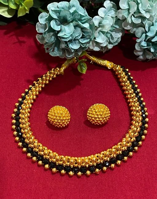 Maa Durga Goddess Face Medallion Vajratik Thushi Necklace With Earrings   Loomfolks