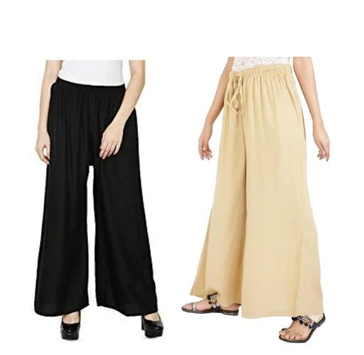 Checkout this latest Palazzos
Product Name: *Malek store PALAZZOS COLLECTION - MODERN STYLISH & TRENDY PALAZZOS FOR WOMEN[Pack of 2]*
Fabric: Rayon
Pattern: Solid
Net Quantity (N): 2
Malek store PALAZZOS COLLECTION - MODERN STYLISH & TRENDY PALAZZOS FOR WOMEN [Pack Of 2]
Sizes: 
28 (Waist Size: 28 in, Length Size: 39 in) 
30 (Waist Size: 30 in, Length Size: 39 in) 
32 (Waist Size: 32 in, Length Size: 39 in) 
34 (Waist Size: 34 in, Length Size: 39 in) 
36 (Waist Size: 36 in, Length Size: 39 in) 
Country of Origin: India
Easy Returns Available In Case Of Any Issue


SKU: BLACK+CREAM_PLAIN_PALAZO_PACK_OF_2
Supplier Name: MALEK STORE

Code: 914-115981108-999

Catalog Name: Stylish Fabulous Women Palazzos
CatalogID_33763524
M04-C08-SC1039