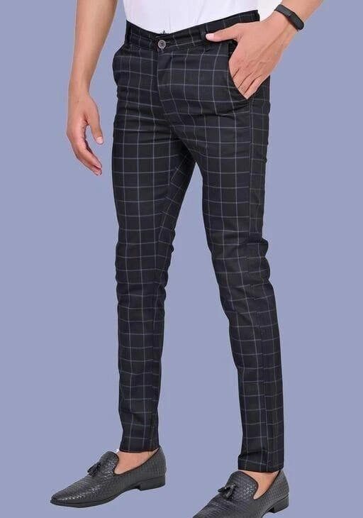 Mens Stretch Skinny Casual Formal Slim Fit Check Trousers Plaid Business  Pants  Fruugo IN