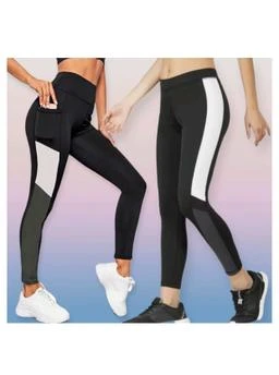 Gym wear Leggings Ankle Length Free Size Workout Trousers, Stretchable  Striped Jeggings