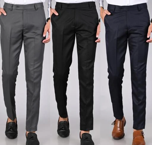  Mancrew Slim Fit Formal Pant For Men Formal Trouser Pack Of 3  Dark