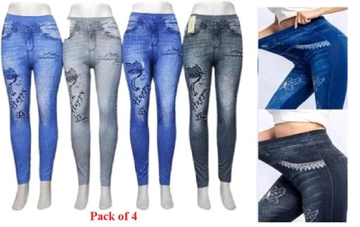Checkout this latest Leggings
Product Name: *Latest Stylish Trendy Slim Fit Lycra Stretchable Women Girls Kids Jegging  (Printed) Light Blue Light Grey Blue Grey*
Fabric: Lycra
Pattern: Self-Design
Net Quantity (N): 4
Latest Stylish Trendy Slim Fit Lycra Stretchable Women Girls Kids Jegging  (Printed) Light Blue Light Grey Blue Grey This is not jeans but jeans Style jeggings No side Pockets and No Back side Pocket, Lycra Stretchable Jegging with stone work Free Size-(26 inch to 32 inch Waist) Women's Jeggings Jeans Fit Type: Slim Leggings for women are made from cotton lycra.. With its soft fabric, you are assured to stay cozy for all day long Specially Designed for Jogger, Gym, Yoga, Cycling, Fitness, Sports, Casual and all Purpose of Uses Item Length: Ankle Length (38 inches):: Material Composition::80% Polyester 20% Spandex:: 4 way Stretchable Size- Small 28 (inch), Medium 30 (inch), Large 32-34 (inch) Solid, slim, Comfy and fashionable casual pants, suitable for many occasion and rution wear Sizes: 24 (Waist Size: 24 in, Length Size: 38 in) 26 (Waist Size: 26 in, Length Size: 38 in) 28 (Waist Size: 28 in, Length Size: 38 in) 30 (Waist Size: 30 in, Length Size: 38 in) Country of Origin: India Share Text: Catalog Name:*Stylish Latest Women jeans * Fabric: Lycra Pattern: Solid
Sizes: 
24 (Waist Size: 24 in, Length Size: 38 in) 
26 (Waist Size: 26 in, Length Size: 38 in) 
28 (Waist Size: 28 in, Length Size: 38 in) 
30 (Waist Size: 30 in, Length Size: 38 in) 
32 (Waist Size: 32 in, Length Size: 38 in) 
Free Size (Waist Size: 36 in, Length Size: 38 in) 
Country of Origin: India
Easy Returns Available In Case Of Any Issue


SKU: RGvTKG67
Supplier Name: Fashion Carnival

Code: 325-119542875-999
CatalogID_34932825
M04-C08-SC1035